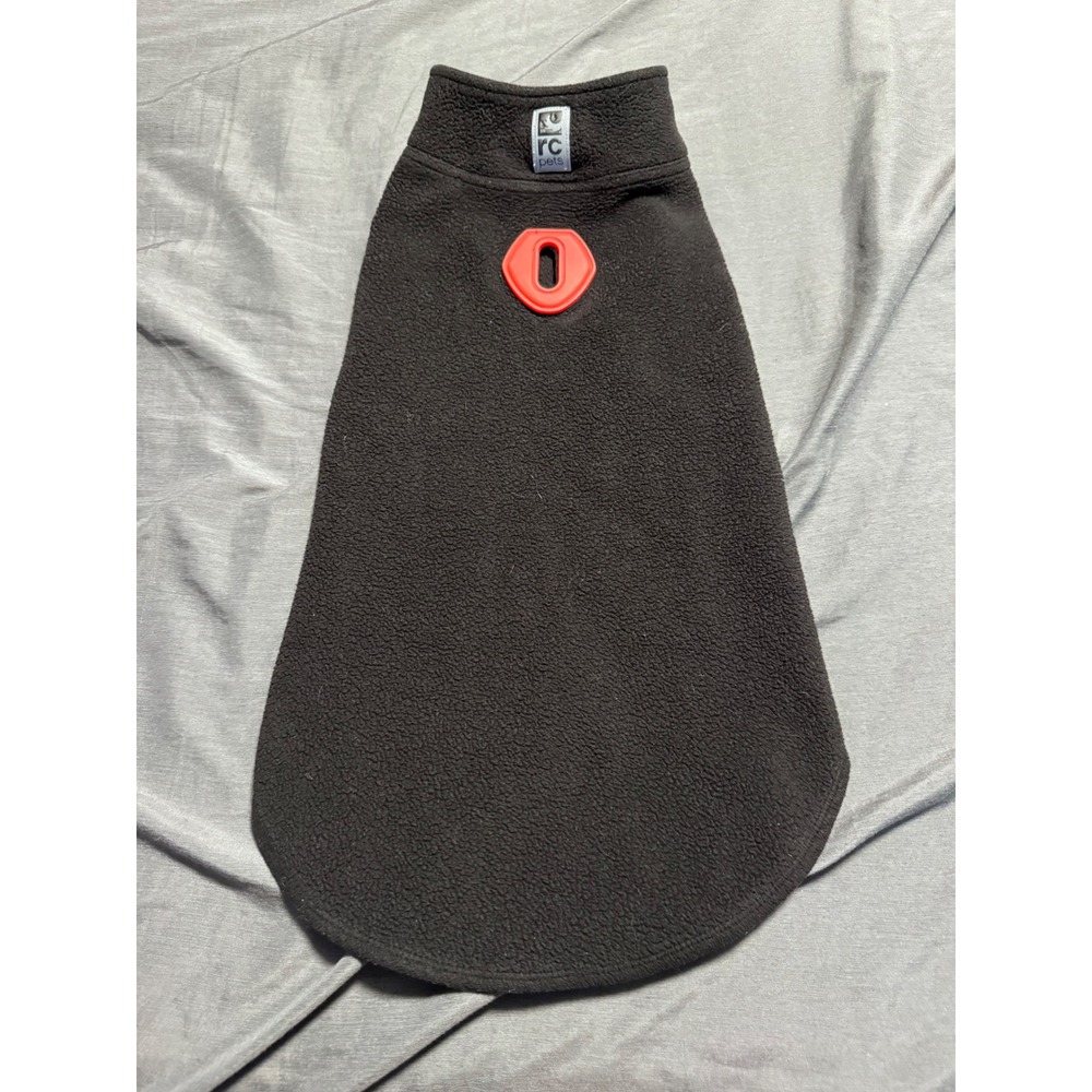 RC Pets Black Fleece Dog Sweater Pullover Red Stitching Size 16